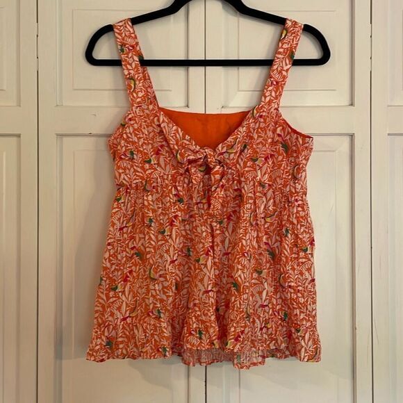 Loft NWOT bird floral peplum tie back tank 2 - Picture 7 of 11